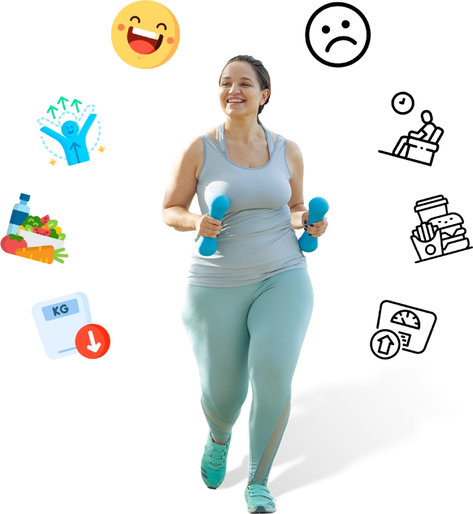 woman running with dumbells